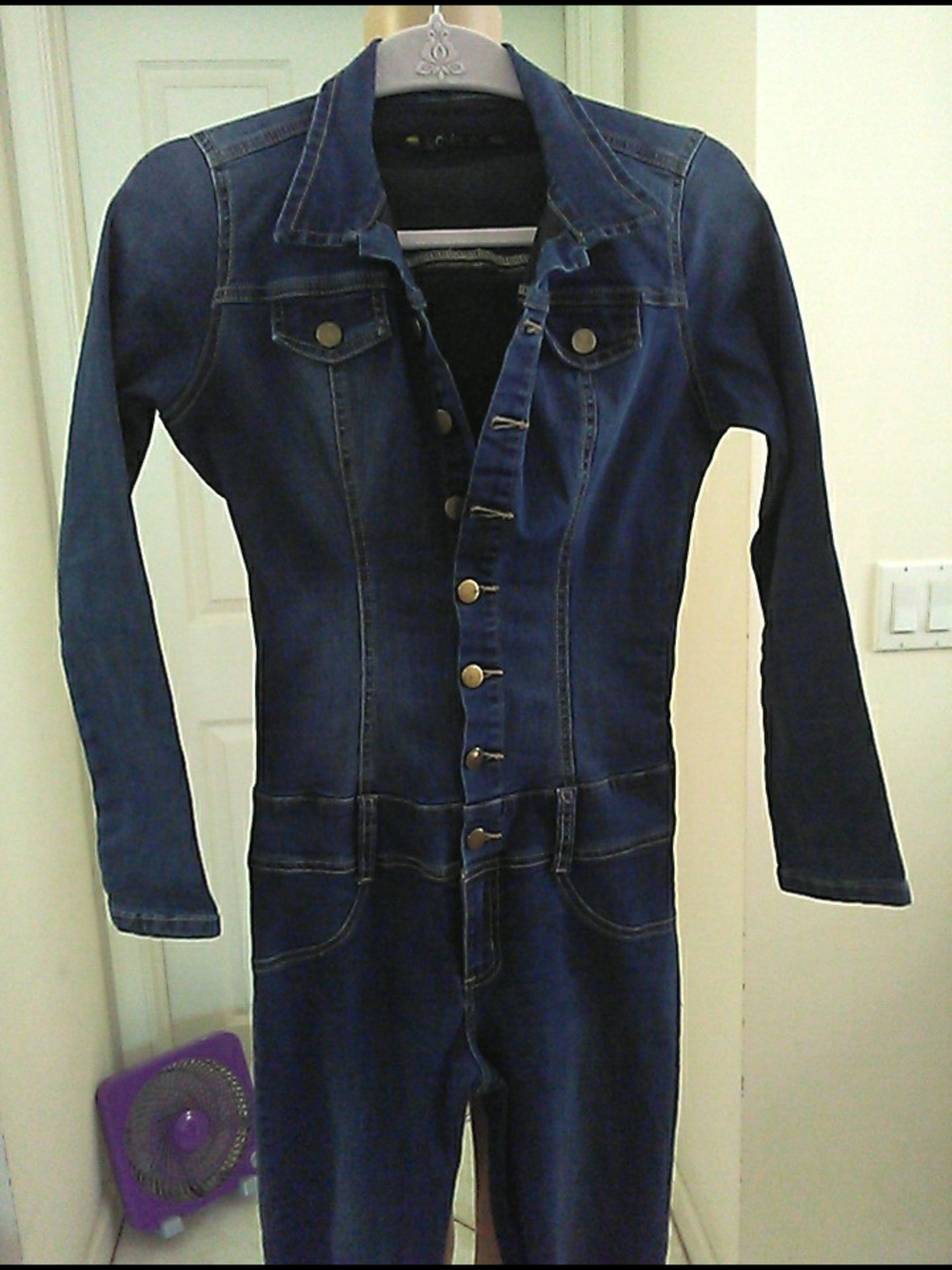 LK NEW LOWLA COLUMBIA Dark Blue Denim One-Piece Jumpsuit SZ.1 Jr  STRETCH FIT